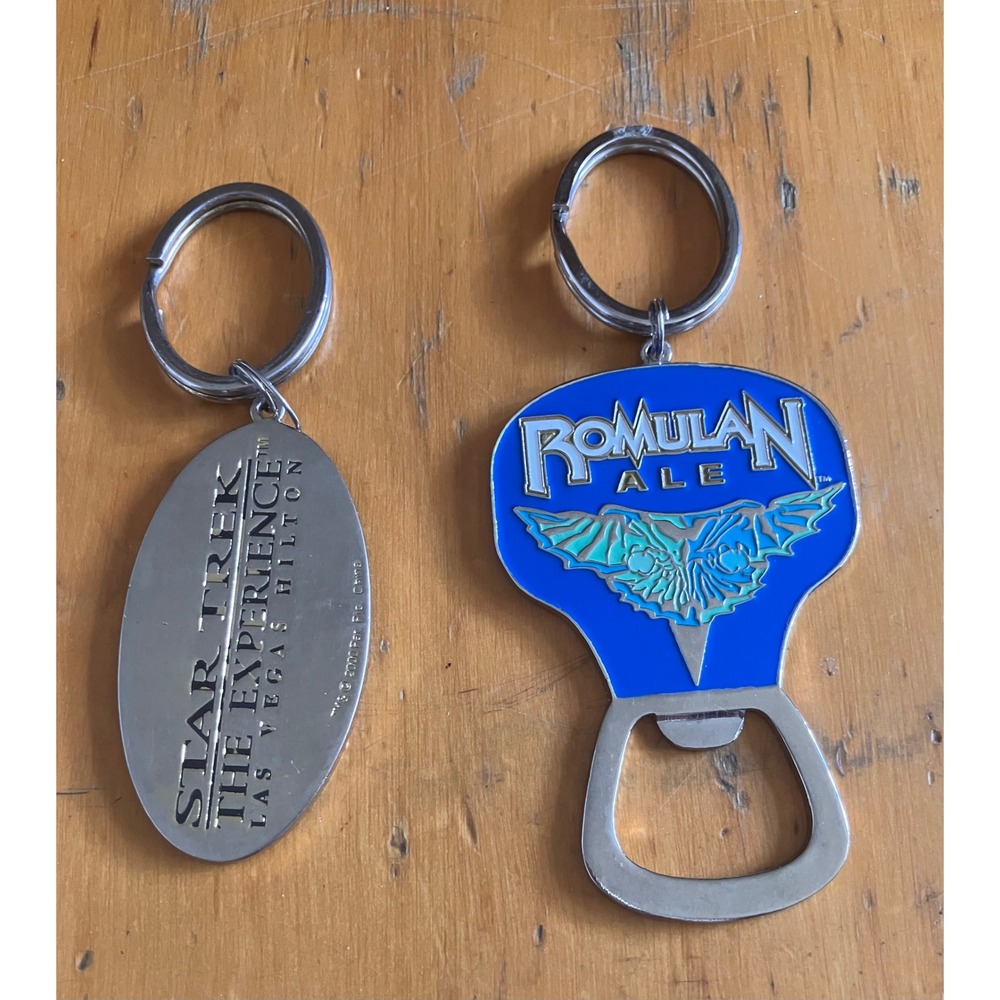 Star Trek Keychain Set Silver Blue Romulan Ale Las Vegas Hilton 2pc